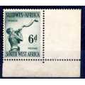 SOUTH WEST AFRICA 1960 6d WMK COAT OF ARMS SUPERB UMM. MODERN RARITY. SACC 197b. CAT R900 000.