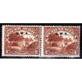SOUTH WEST AFRICA 1927/30 4d BROWN PERF 14 FINE MOUNTED MINT PAIR. SACC 85. CAT R350.