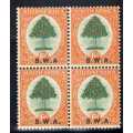 SOUTH WEST AFRICA 1927/30 6d FINE LMM/UMM BLOCK OF 4 NO STOP AFTER "A" VARIETY. SACC 86a.