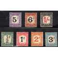 TRANSVAAL 1907 POSTAGE DUE SET OF 7 MOUNTED MINT. SACC 1-7. CAT R930.
