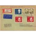 GERMANY 1959 "BEETHOVEN HALL, BONN" 20pf (x2) & 40pf ON AIR MAIL COVER TO SOUTH AFRICA. Mi 317, 319.