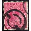 GREAT BRITAIN 1902-10 KEVII SOMERSET HOUSE PRINTING 5/- CARMINE FINE USED. SG 318. CAT 200 POUNDS.