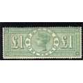 GREAT BRITAIN 1887-92 JUBILEE ISSUE RARE 1 POUND GREEN MOUNTED MINT. SG 212.