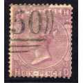 GREAT BRITAIN 1865 6d LILAC (WITH HYPHEN) PLATE 5 FINE USED. WMK EMBLEMS. SG 97. CV 140 POUNDS.
