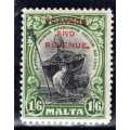MALTA 1928 "POSTAGE AND REVENUE" OPTD 1/6d FINE MOUNTED MINT. SG 187. CAT 14 POUNDS.