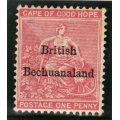 BECHUANALAND 1885-87 COGH STAMP WMK ANCHOR OVPT "BRITISH BECHUANALAND" 1d MOUNTED MINT. SACC 5.