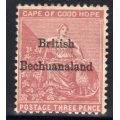 BECHUANALAND 1885-87 COGH STAMP OVPT "BRITISH BECHUANALAND" 3d LMM. SACC 2. CAT R1000.