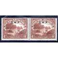 SOUTH WEST AFRICA 1927/30 4d BROWN PERF 14 MINT PAIR WITH NO STOP AFTER "A" VAR. SACC 85d. CAT R1800