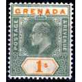 GRENADA 1904-06 KEVII 1/- VERY FINE MOUNTED MINT. SG 73. CAT 6 POUNDS. (2018)