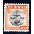 GRENADA 1953-59 QEII DEFIN $1.50 FINE LIGHTLY MOUNTED MINT. SG 203. CAT 17 POUNDS.