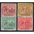 ST KITTS-NEVIS 1921-29 KGV SELECTION OF 4 MM. SG 37, 38, 40a & 45a. CAT 8,25 POUNDS. (2018)