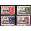 ST KITTS-NEVIS 1935 KGV SILVER JUBILEE SET OF 4 MM WITH VARIETY. SG 61-4. CAT 17 POUNDS. (2018)