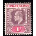 LEEWARD ISLANDS 1905-08 KEVII DEFIN 1d DULL PURPLE & CARMINE MM. SG 30. CAT 11 POUNDS. (2018)