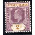 LEEWARD ISLANDS 1905-08 KEVII DEFIN 2d DULL PURPLE & OCHRE LMM. SG 31. CAT 13 POUNDS. (2018)