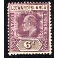 LEEWARD ISLANDS 1905-08 KEVII DEFIN 6d DULL PURPLE & BROWN LMM. SG 34. CAT 55 POUNDS. (2018)