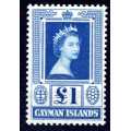 CAYMAN ISLANDS 1953-62 QEII 1 POUND BLUE UNMOUNTED MINT. SG 162a. CAT 45 POUNDS. (2018)