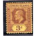LEEWARD ISLANDS 1907-11 KEVII DEFIN 3d VERY LMM. SG 41. CAT 3,50 POUNDS. (2018)