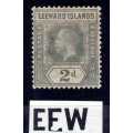 LEEWARD ISLANDS 1912-22 KGV 2d UNLISTED SHADE + DAMAGED "E" VARIETY LIGHTLY MOUNTED MINT. SG 49 var.