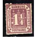 HAMBURG 1866 1¼s MAUVE ROUL MOUNTED MINT. SG 44. CAT 55 POUNDS.