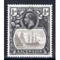 ASCENSION 1924-33 KGV DEFIN ½d WITH CLEFT ROCK VARIETY FINE MM. SG 10c. CAT 110 POUNDS. (2018)