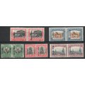 SOUTH WEST AFRICA 1926-27 DEFIN PART SET OF 5 PAIRS MOUNTED MINT. SACC 64-65, 75-77. CAT R540.