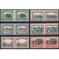 SOUTH WEST AFRICA 1926-27 DEFINITIVE SET OF 6 PAIRS MM. SG 49-54. CAT £180 (2018) SACC 75-80. R5580
