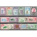 Cayman Islands 1962-64 QEII definitive set of 15 mounted mint. SG 165-179. Cat £90. (2018)