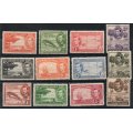 Cayman Islands 1938-48 KGVI definitive set of 14 mounted mint. SG 115-126a. Cat £100. (2018)