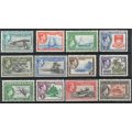 Gilbert & Ellice Islands 1939-55 KGVI definitive set of 12 lightly mounted mint. SG 43-54. Cat £42.