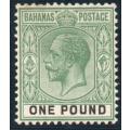 Bahamas 1921-37 definitive £1 green & black fine lmm. SG 125. CAT £180. (2018)