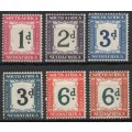 South Africa 1932-42 Postage Due 1d - 6d & 2 shades mm SG D25-D27, D28w & D29-D29a. Cat £168. (2018)