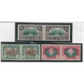 South Africa 1939 250th Anniv of Huguenot landing in SA set of 3 pairs umm. SG 82-84. Cat £50 (2018)