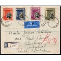 Zanzibar 1936 Silver Jubilee of Sultan set of 4 on registered cover to SA. SG 323-6. CAT £40 (2018)