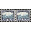South Africa 1935-50 official 2d blue and violet lmm pair. SG O23/SACC 28. Cat £150/R3000.