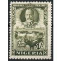 Nigeria 1936 KGV defin 1/- sage-green very lightly mounted mint. SG 41. Cat £1,75 (2018)