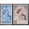Swaziland 1948 Royal Silver Wedding set of 2 lightly mounted mint. SG 46-47. Cat £40 (2018)
