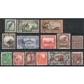 New Zealand 1936-42 definitive basic set of 14 very fine used. SG 557-590c. Cat £22. (2018)