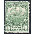 Canada Newfoundland 1919 Caribou 1c green mounted mint. SG 130. Cat £3,75 (2018)