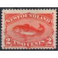 Canada Newfoundland 1887 Atlantic Cod 2c orange-vermillion mint no gum. SG 51. Cat £27 (2018)