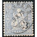 Switzerland 1862 Defin 30c blue very fine used. SG simplified 65a. Cat £14,50 (2013)