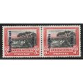 South West Africa 1926-27 Pictorials of SA ovpt 3d black and red mm pair. SACC 76. Cat R90.
