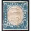 Italy 1862 Definitive 15c blue mint no gum. SG 5. Cat £100 (2013)