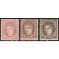 Spain 1870 Definitive 1M x 2 shades and 2M mounted mint. SG 172-73. Cat £26,50 (2013)