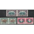 South Africa 1939 Huguenot 250th Anniv set of 3 pairs mm. SACC 81-83. Cat R700 for umm. (2019-20)