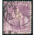 Barbados 1873 Definitive 1/- purple fine used. SG 81. Cat £8,50 (2018)
