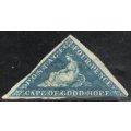 Cape of Good Hope 1855-1863 4d deep blue Triangle fine used. SACC 6. Cat R1300 (2019-20)
