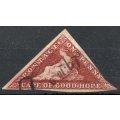 Cape of Good Hope 1863-64 Triangular 1d deep brown-red fiscally used. SACC 14a. Cat R9500 (2019-20)