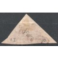 Cape of Good Hope 1863-64 Triangular 1d deep brown-red fiscally used. SACC 14a. Cat R9500 (2019-20)