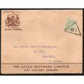 Great Britain KEVII ½d on interesting `SOAPMAKERS` cover from Lever Brothers, England to Kimberley.