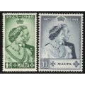 Malta 1949 Royal Silver Wedding set of 2 mounted mint. SG 249-250. Cat £38,50 (2022)
